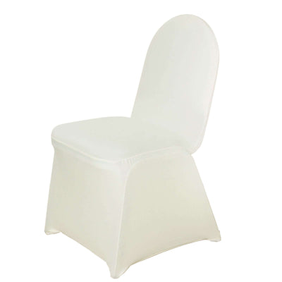 Spandex Stretch Fitted Banquet Chair Cover 160GSM Ivory - Durable Slip-On Slipcover