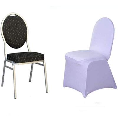 Spandex Stretch Fitted Banquet Chair Cover 160GSM Lavender Lilac - Durable Slip-On Slipcover