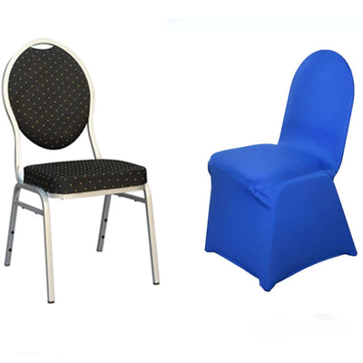 Spandex Stretch Fitted Banquet Chair Cover 160GSM Royal Blue - Durable Slip-On Slipcover
