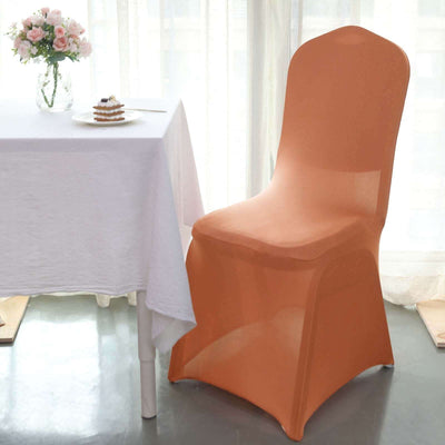 Spandex Stretch Fitted Banquet Chair Cover 160GSM Terracotta (Rust) - Durable Slip-On Slipcover