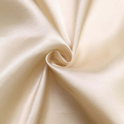 Satin Self-Tie Universal Chair Cover Beige - Reusable Slip-On Slipcover for Folding, Dining, Banquet & Standard Size Chairs
