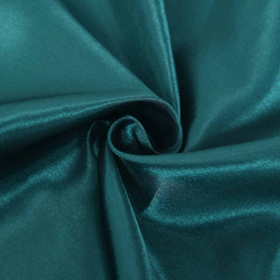 Satin Self-Tie Universal Chair Cover Peacock Teal - Reusable Slip-On Slipcover for Folding, Dining, Banquet & Standard Size Chairs