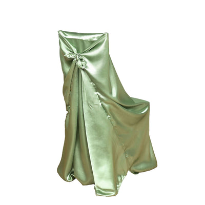 Satin Self-Tie Universal Chair Cover Sage Green - Reusable Slip-On Slipcover for Folding, Dining, Banquet & Standard Size Chairs