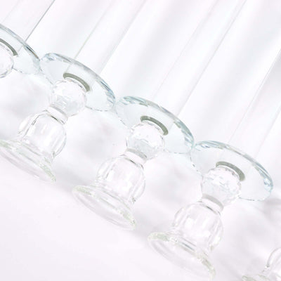 5-Arm Crystal Glass Candelabra Round Taper Design 32" Clear - Stylish Candle Holder Table Centerpiece