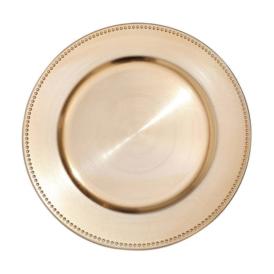 6-Pack Acrylic Charger Plates 13" Round Metallic Gold Beaded Rim - Dinner Charger Event Tabletop Decor