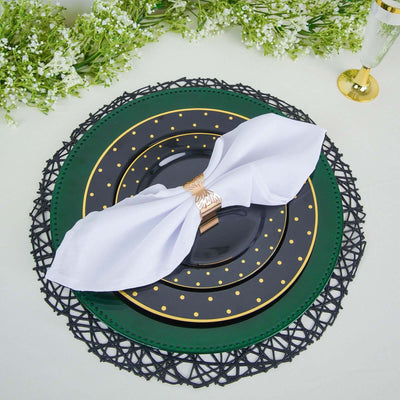 6-Pack Acrylic Charger Plates 13" Round Hunter Emerald Green Beaded Rim - Dinner Charger Tabletop Decor