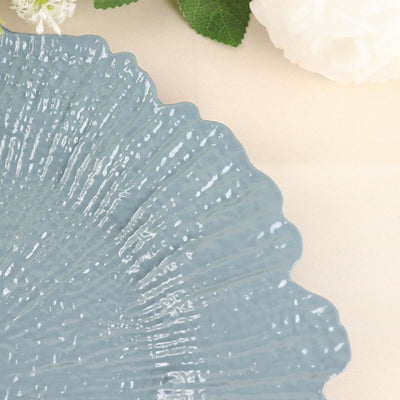 6-Pack Acrylic Plastic Charger Plates 13" Round Dusty Blue Reef Design - Decorative Dinner Charger Tableware