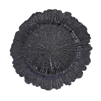 6-Pack Acrylic Plastic Charger Plates 13" Round Black Reef Design - Decorative Dinner Charger Tableware