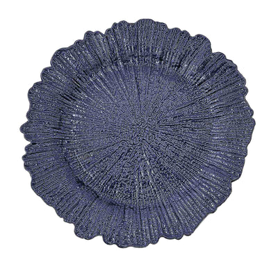 6-Pack Acrylic Plastic Charger Plates 13" Round Navy Blue Reef Design - Decorative Dinner Charger Tableware