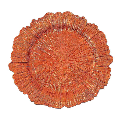 6-Pack Acrylic Plastic Charger Plates 13" Round Orange Reef Design - Decorative Dinner Charger Tableware