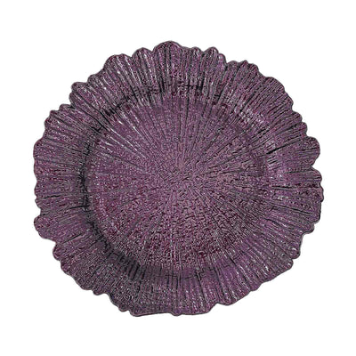 6-Pack Acrylic Plastic Charger Plates 13" Round Purple Reef Design - Decorative Dinner Charger Tableware
