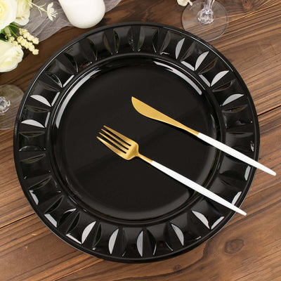 6-Pack Plastic Charger Plates 13" Round Black Bejeweled Rim - Dinner Charger Tableware