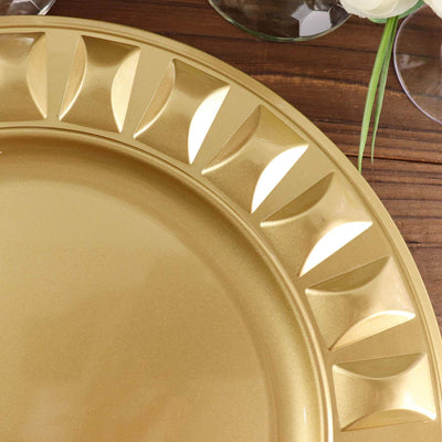 6-Pack Plastic Charger Plates 13" Round Gold Bejeweled Rim - Dinner Charger Tableware