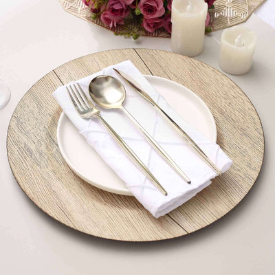 6-Pack Plastic Charger Plates 13" Round Natural with Faux Wood Finish - Rustic Boho Chic Dinner Party Charger Tableware