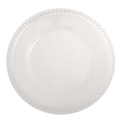 6-Pack Acrylic Charger Plates 13" Round Clear with Beaded Rim - Decorative Dinner Party Serving Plates