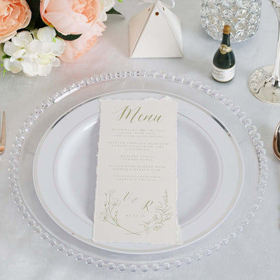 6-Pack Acrylic Charger Plates 13" Round Clear with Beaded Rim - Decorative Dinner Party Serving Plates