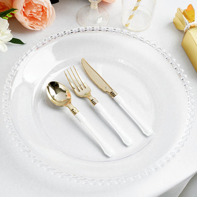 6-Pack Acrylic Charger Plates 13" Round Clear with Beaded Rim - Decorative Dinner Party Serving Plates