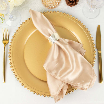 6-Pack Acrylic Charger Plates 13" Round Gold with Beaded Rim - Decorative Dinner Party Charger Tableware