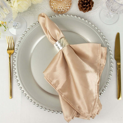 6-Pack Acrylic Charger Plates 13" Round Silver with Beaded Rim - Decorative Dinner Party Charger Tableware