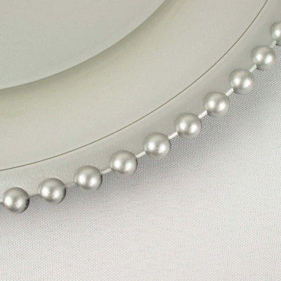 6-Pack Acrylic Charger Plates 13" Round Silver with Beaded Rim - Decorative Dinner Party Charger Tableware