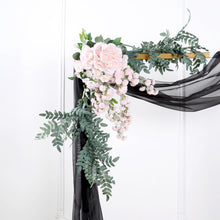 Black Sheer Organza Wedding Arch Draping Fabric, Long Curtain Backdrop Window Scarf Valance 18ft