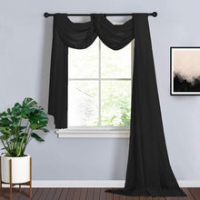 Black Sheer Organza Wedding Arch Draping Fabric, Long Curtain Backdrop Window Scarf Valance 18ft