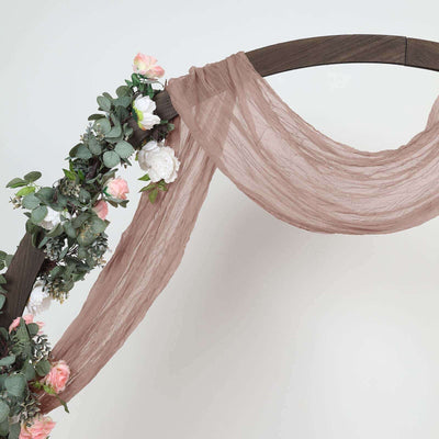Dusty Rose Gauze Cheesecloth Draping Fabric Wedding Arch Decorations, Window Scarf Valance Drapes, Boho Arbor Long Curtain Panel 20ft