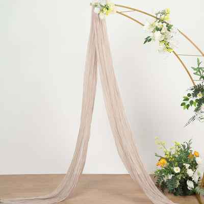 Nude Beige Gauze Cheesecloth Draping Fabric Wedding Arch Decorations, Window Scarf Valance Drapes, Boho Arbor Long Curtain Panel 20ft