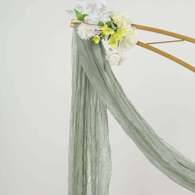 Dusty Sage Green Gauze Cheesecloth Draping Fabric Wedding Arch Decorations, Window Scarf Valance Drapes, Boho Arbor Long Curtain Panel 20ft