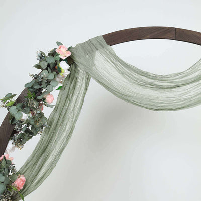 Dusty Sage Green Gauze Cheesecloth Draping Fabric Wedding Arch Decorations, Window Scarf Valance Drapes, Boho Arbor Long Curtain Panel 20ft