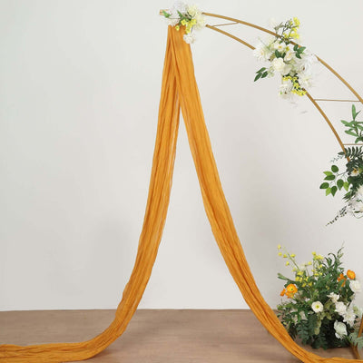 Mustard Yellow Gauze Cheesecloth Draping Fabric Wedding Arch Decorations, Window Scarf Valance Drapes, Boho Arbor Long Curtain Panel 20ft