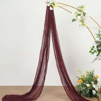 Burgundy Gauze Cheesecloth Draping Fabric Wedding Arch Decorations, Window Scarf Valance Drapes, Boho Arbor Long Curtain Panel 20ft