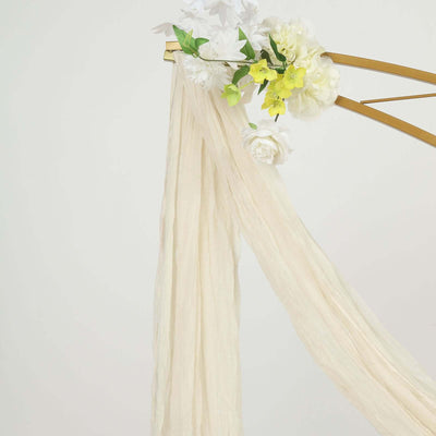 Cream Gauze Cheesecloth Draping Fabric Wedding Arch Decorations, Window Scarf Valance Drapes, Boho Arbor Long Curtain Panel 20ft