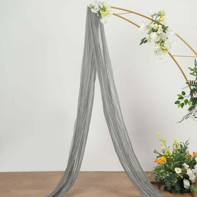 Gray Gauze Cheesecloth Draping Fabric Wedding Arch Decorations, Window Scarf Valance Drapes, Boho Arbor Long Curtain Panel 20ft