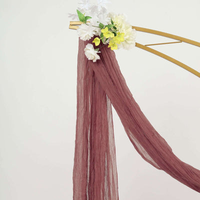Mauve Cinnamon Rose Gauze Cheesecloth Draping Fabric Wedding Arch Decorations, Window Scarf Valance Drapes, Boho Arbor Long Curtain Panel 20ft