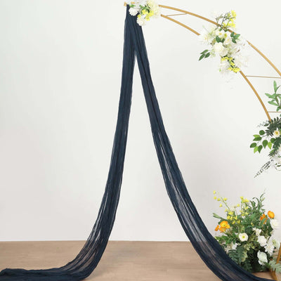 Navy Blue Gauze Cheesecloth Draping Fabric Wedding Arch Decorations, Window Scarf Valance Drapes, Boho Arbor Long Curtain Panel 20ft