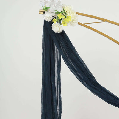 Navy Blue Gauze Cheesecloth Draping Fabric Wedding Arch Decorations, Window Scarf Valance Drapes, Boho Arbor Long Curtain Panel 20ft