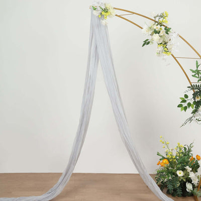 Silver Gauze Cheesecloth Draping Fabric Wedding Arch Decorations, Window Scarf Valance Drapes, Boho Arbor Long Curtain Panel 20ft