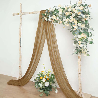 Taupe Gauze Cheesecloth Draping Fabric Wedding Arch Decorations, Window Scarf Valance Drapes, Boho Arbor Long Curtain Panel 20ft