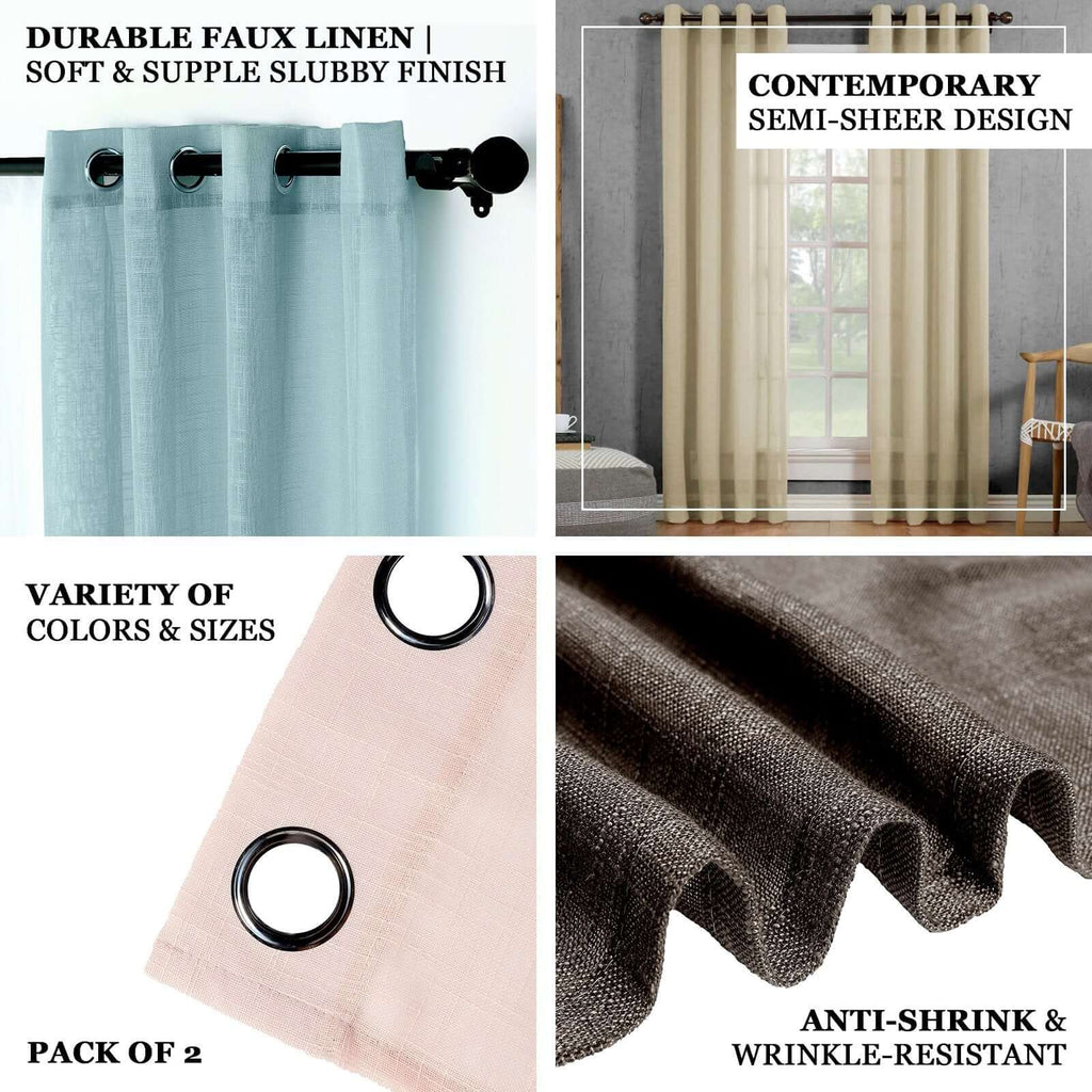 2-Pack Dusty Blue Faux Linen Curtains 52x84 | eFavormart.com