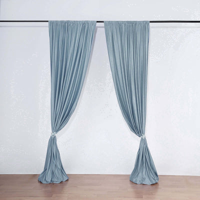 2 Pack Dusty Blue Scuba Polyester Backdrop Drape Curtains, Durable Flame Resistant Event Divider Panels Wrinkle Free With Rod Pockets - 10ftx10ft