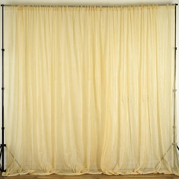 2 Pack Champagne Chiffon Backdrop Drape Curtains, Durable Flame Resistant Sheer Premium Organza Event Divider Panels With Rod Pockets - 10ftx10ft