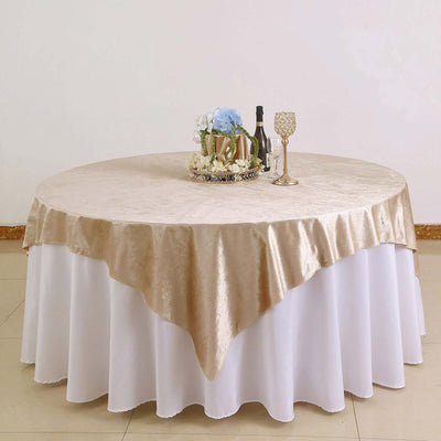 Velvet Table Overlay 72"x72" Champagne - Soft Finish Tablecloth Topper
