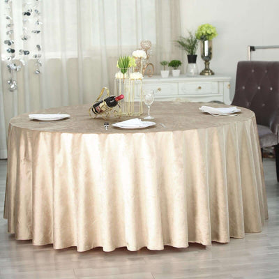 Premium Velvet Round Tablecloth 120" Champagne - Seamless Soft & Reusable Table Cover