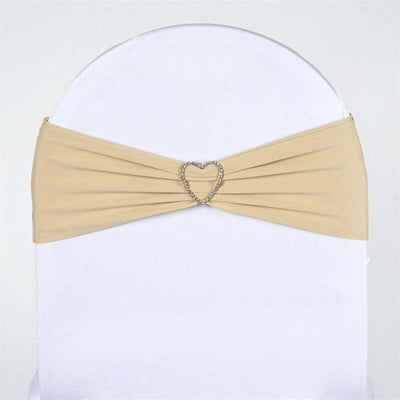 5 Pack Stretch Spandex Chair Sashes 5"x12" Champagne - Two Ply Heavy Duty Fitted Chair Bands