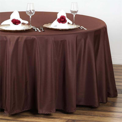 Polyester Round Tablecloth 108" Chocolate - Durable and Stain-Resistant for Easy Maintenance