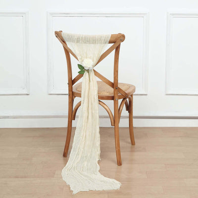 5 Pack Cheesecloth Gauze Chair Sashes 16"x88" Cream - Boho Decorative Accent