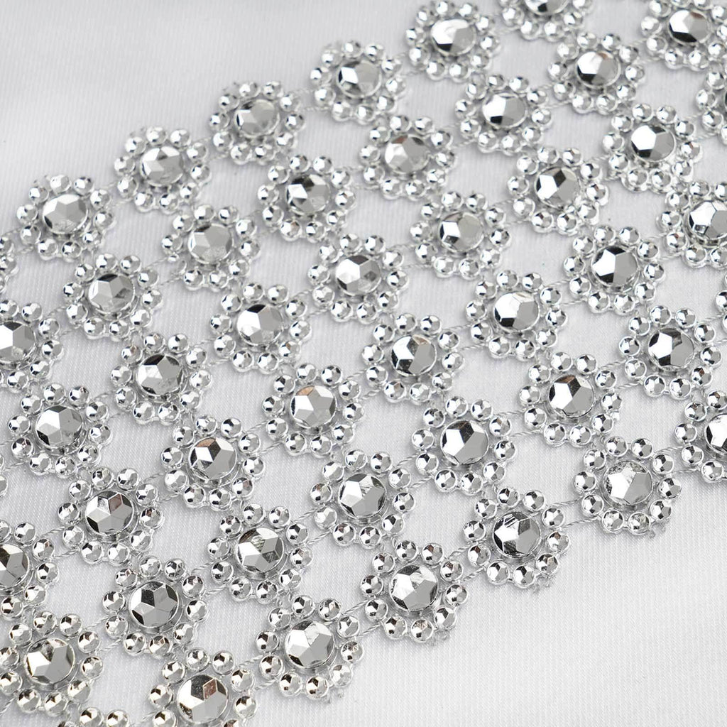 Silver Fleur Diamond Rhinestone Ribbon Wrap | eFavormart.com