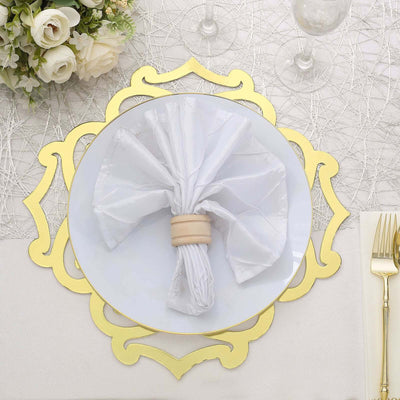 6-Pack Disposable Table Placemats 13" Metallic Gold Laser Cut Flower Design - 700GSM Cardboard Placemats for Upscale Occasions