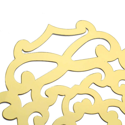 6-Pack Disposable Table Placemats 13" Metallic Gold Laser Cut Flower Design - 700GSM Cardboard Placemats for Upscale Occasions